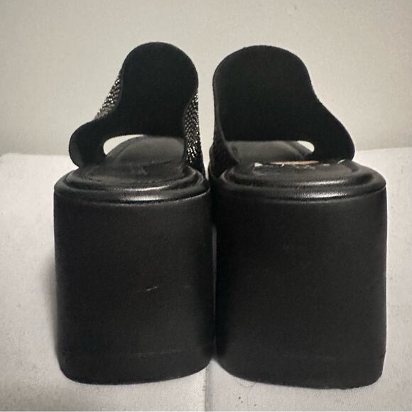 Soda Black Rhinestone Bling Chunky Wedge Open Toe Sandals Womens 11 - Picture 6 of 8